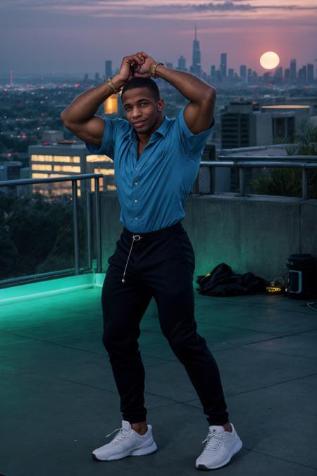 00032-3440079543-RAW Photo, photo of (light-skinned_1) African American man sc_chad3 _lora_sc_chad3-06_0.75_ mid-dance on a rooftop overlooking a.png